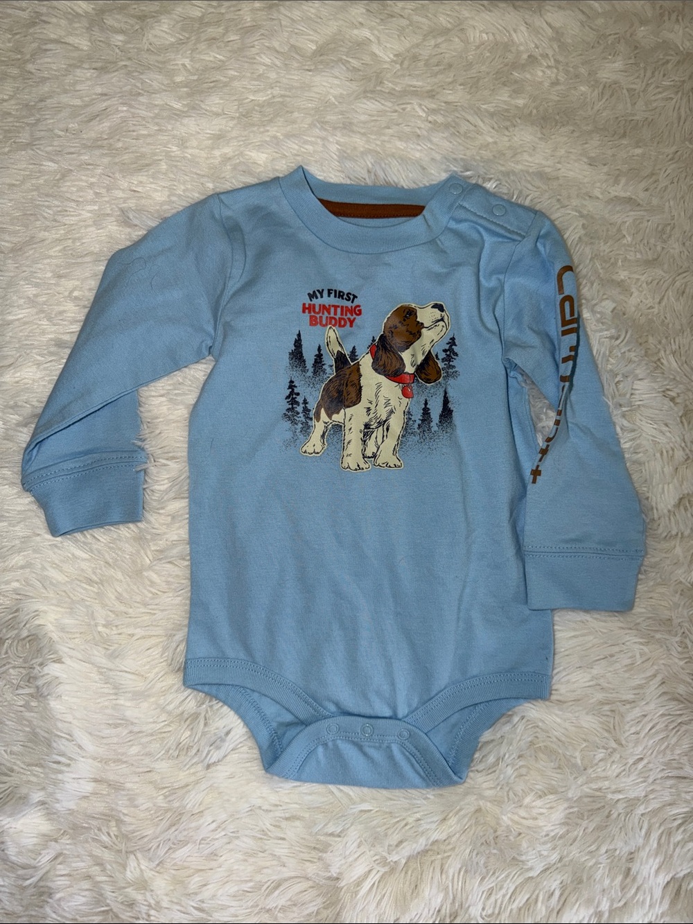 NWOT Carhartt Light Blue hunting buddy Bodysuit 12montha